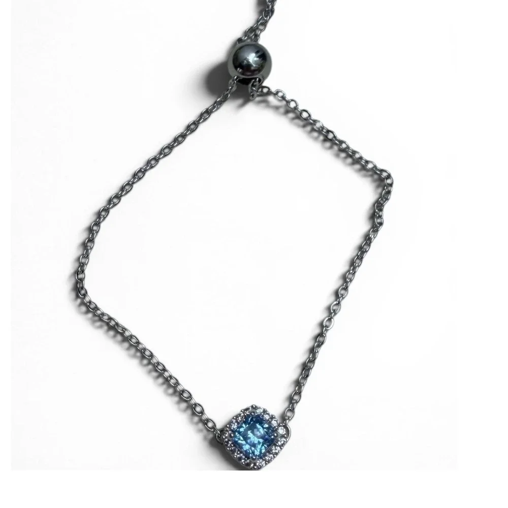 Swarovski Angelic Blue Cushion Cut Bolo Bracelet w/ Original Presentation Box